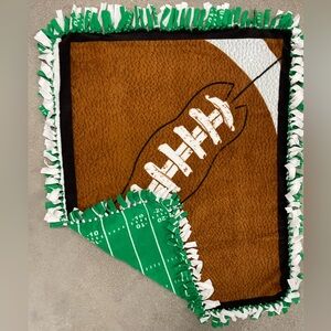Reversible double sided football tie blanket, soft, cozy & warm fleece material